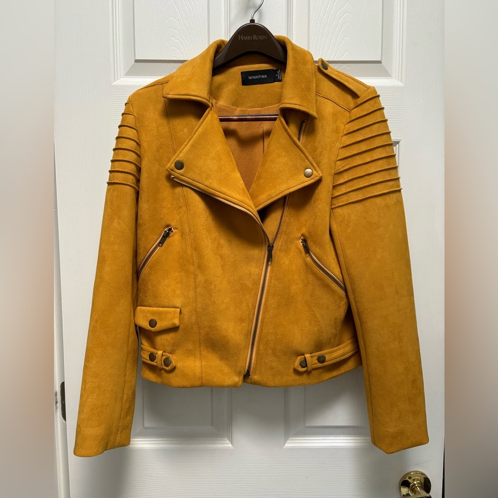 Gorgeous Mink Pink golden suede biker jacket - size small